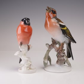 2pc Rosenthal Porcelain Bird Figurines, Bullfinch and Chaffinch