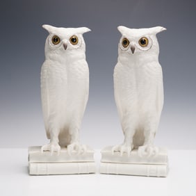 Pair of Boehm Porcelain Owl Bookends