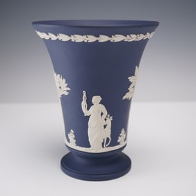 Wedgwood Vase, Portland Blue Jasperware