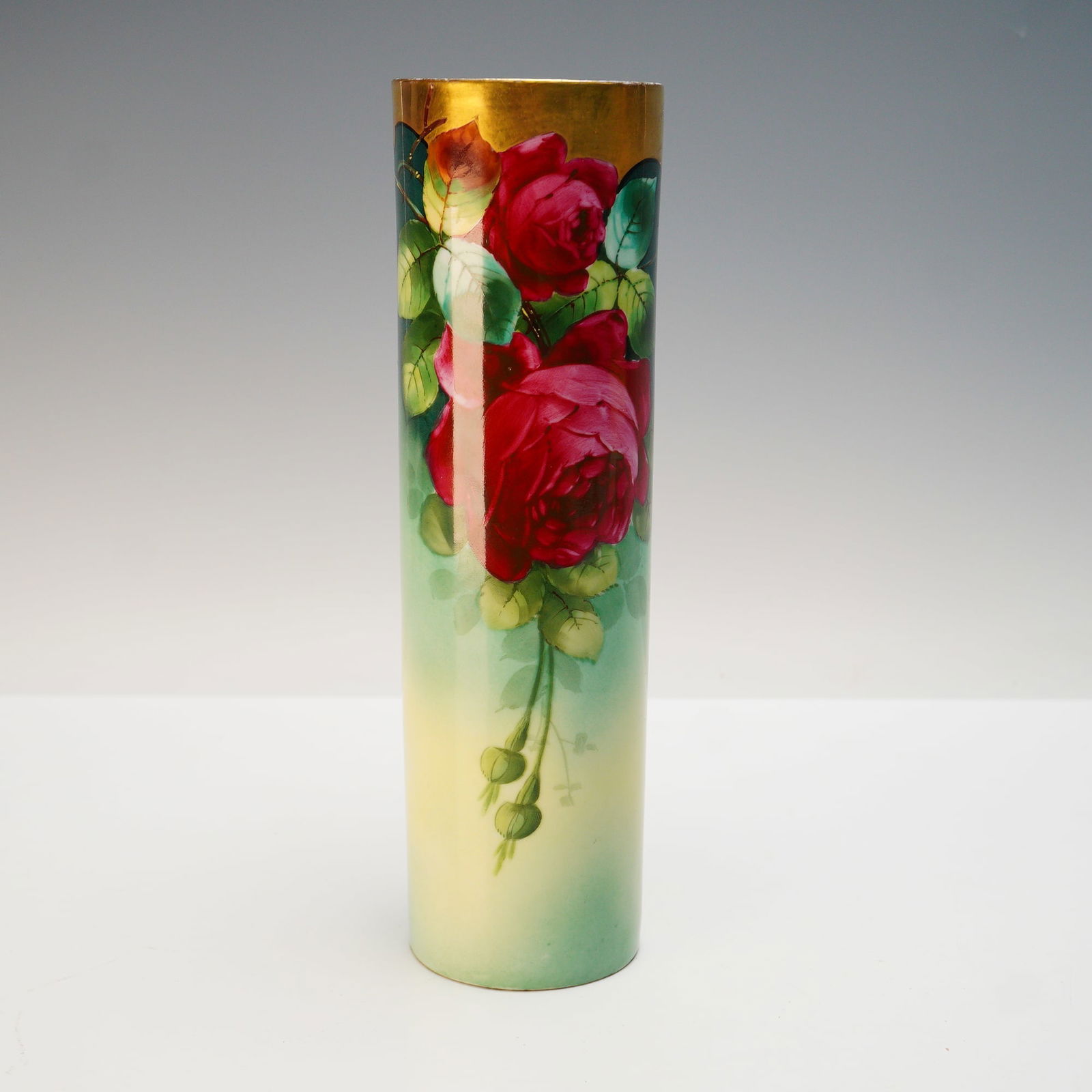 Donath Hand Painted Porcelain Cylinder Vase with Roses (1 of 4)