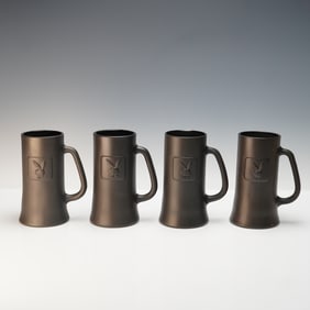 4pc Playboy Matte Black Beer Steins