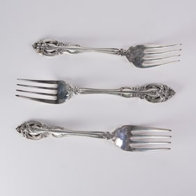 3pc Gorham Sterling Silver Dinner Forks, La Scala