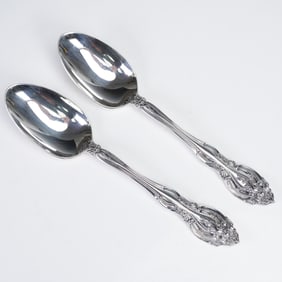 Pair of Gorham Sterling Silver Oval Soup Spoons, La Scala
