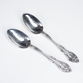 Pair of Gorham Sterling Silver Oval Soup Spoons, La Scala