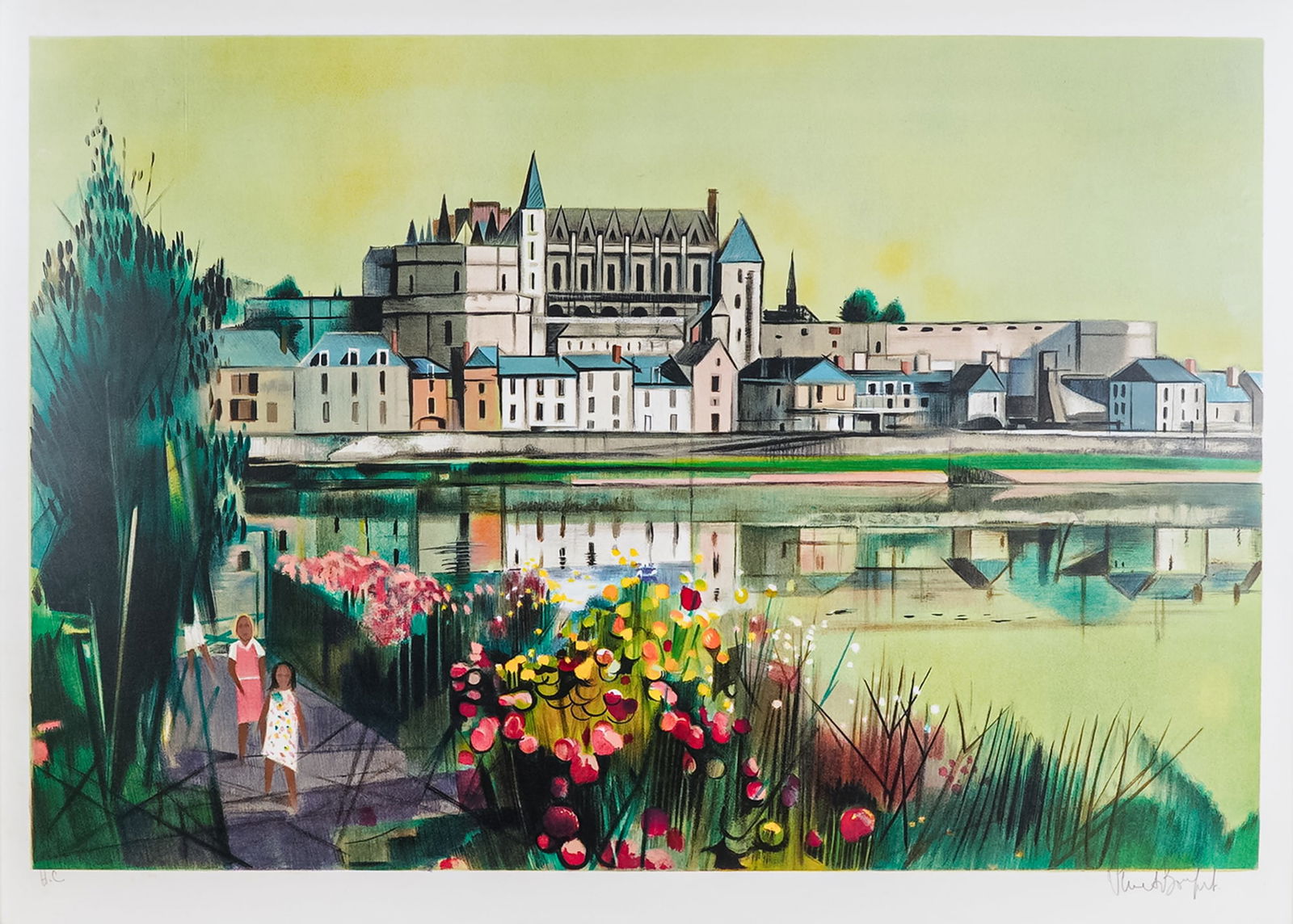 Robert Vernet Bonfort, Lithograph on Paper, The River, Signed & Numbered (1 of 6)