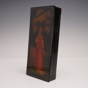 Russian Lacquer Box with Hand Painted Figure
