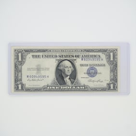 1935 United States $1 Blue Seal Silver Certificate Banknote with Error