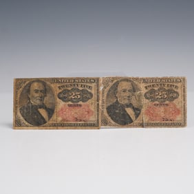 2pc 25 Cents "Fractional Currency" - 5th Series Banknotes