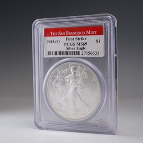 2013 (S) American Silver Eagle Type 1 Dollar PCGS Graded MS 69