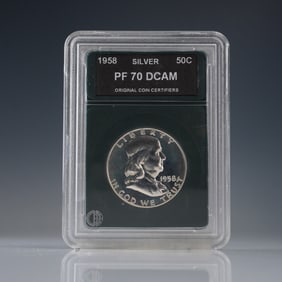 1958 Franklin Silver Half Dollar OCC Graded PF 70 DCAM