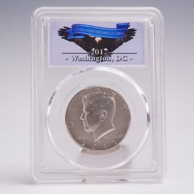 2017-S Silver Kennedy Half Dollar PCGS Graded SP70 Enhanced Finish FDOI