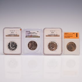 4pc 1966-2011 Kennedy Half Dollar Coins NGC and SGS Graded