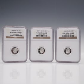 3pc 2007-S & 2008-S NGC PF69UCAM & 2009-S NGC PF70UCAM Roosevelt Dimes