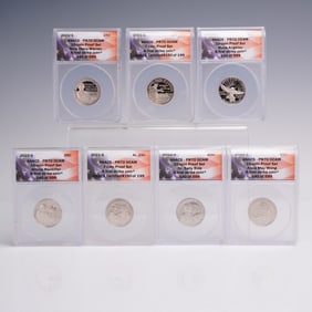 7pc 2021-S & 2022-S Washington Quarter Dollar Coins ANACS Graded PR 70 DCAM
