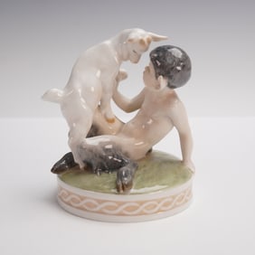 Royal Copenhagen Porcelain Figurine, Faun With Goat 1012/498