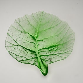 Mats Jonasson Green Glass Leaf Dish, Folia