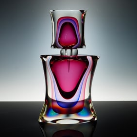 Luigi Onesto Murano Sommerso Glass Decanter with Stopper