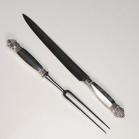 2pc Georg Jensen Sterling Silver Acanthus Carving Set