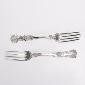2pc Gorham Sterling Silver Dinner Forks, Buttercup Pattern