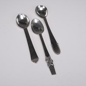 3pc Georg Jensen Sterling Silver Infant Feeding Spoons