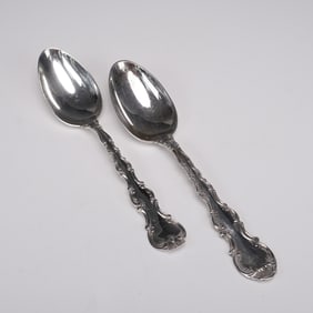Pair of Gorham Strasbourg Sterling Silver Teaspoons