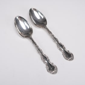 Pair of Gorham Strasbourg Sterling Silver Teaspoons