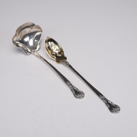2pc Gorham Sterling Silver Ladle and Pierced Serving Spoon