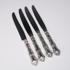 4pc Birks Pompadour Sterling Silver Dinner Knives
