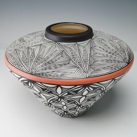 Acoma Pueblo Pottery Vase with Sunflower Motif