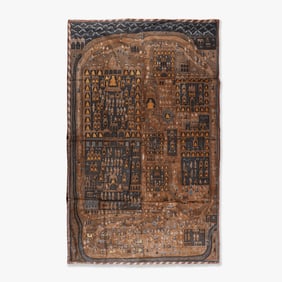 19th Century Large Tibetan Thangka Indian Scene, Tempera on Silk & Cotton