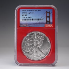 1987 (S) American Silver Eagle Dollar Coin NGC Graded MS 69