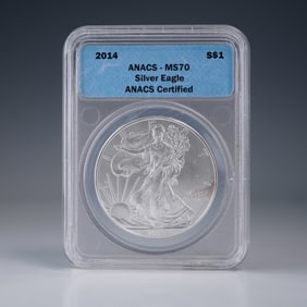 2014 Silver Eagle Dollar Coin, ANACS MS70