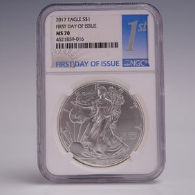 2017 American Silver Eagle First Issue Dollar Coin NGC Graded MS 70