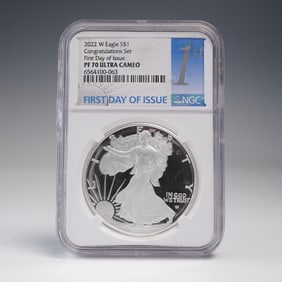 2022-W American Silver Eagle Type 2 Dollar NGC Graded PF70 Ultra Cameo FDOI