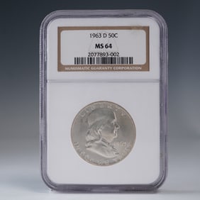 1963-D Franklin Silver Half Dollar NGC Graded MS 64
