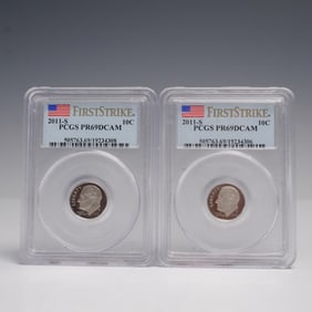 2pc 2011-S PCGS PR 69 DCAM 10c Roosevelt Dimes