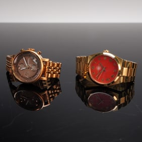 2pc Michael Kors and Fossil Stainless Steel Wristwatches