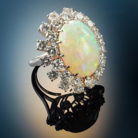 Diamond and Opal Ring in Platinum, George Teufel & Sons, Buffalo NY