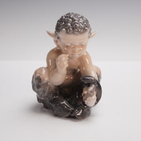 Royal Copenhagen Porcelain Figurine, Faun With Snake 1712