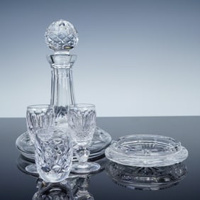 5pc Waterford Crystal Decanter, Ashtray and Cordial Glasses