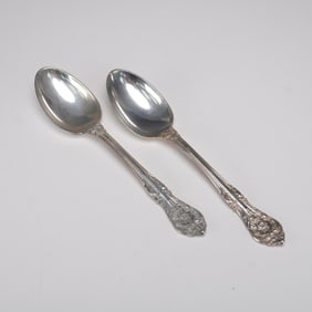 Pair of Gorham King Edward Sterling Silver Dessert Spoons