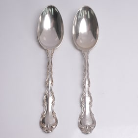 2pc Gorham Sterling Silver Soup Spoons, Strasbourg