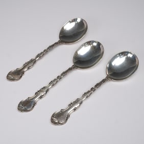 3pc Gorham Strasbourg Sterling Silver Soup Spoons