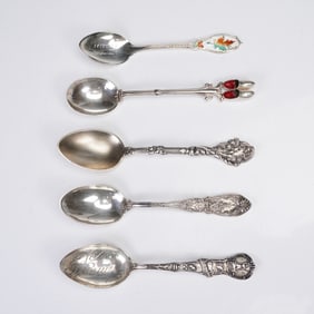 5pc Sterling Silver Souvenir Infant Feeding Spoons