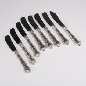 8pc Gorham Strasbourg Sterling Silver with Stainless Butter Spreaders