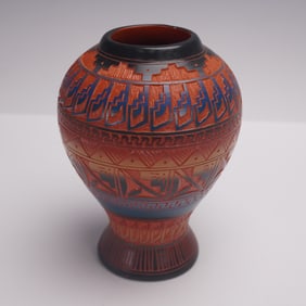 Brooklynn Benally Navajo Red Clay Pottery Vase