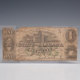 1863 $1 State of Alabama Treasury Note, Montgomery Issue
