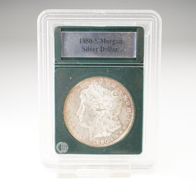 1880-S Morgan Dollar Silver One Dollar Coin Certified in Holder