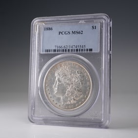 1886 Morgan Dollar Silver Dollar Coin PCGS Graded MS 62