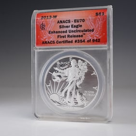 2013-W American Silver Eagle Type 1 ANACS Graded EU 70